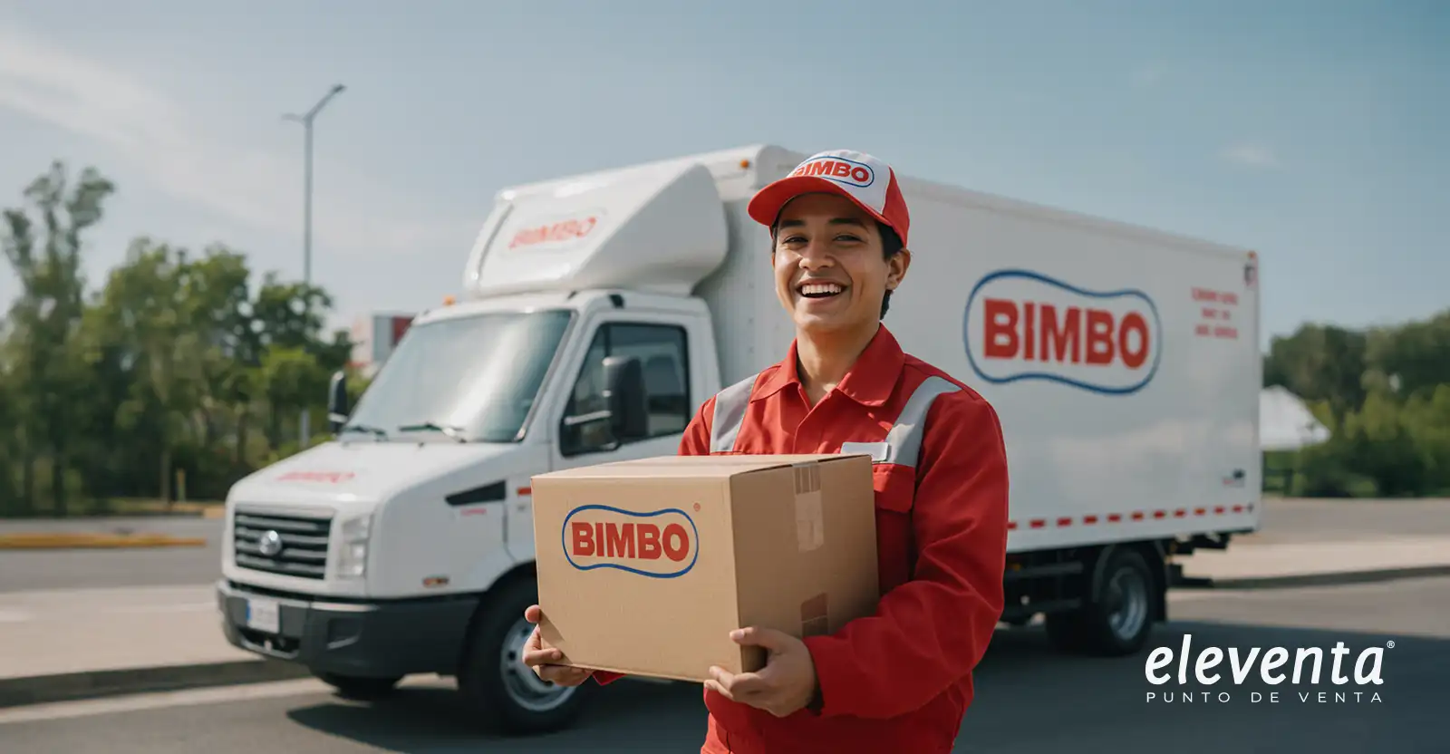 Repartidor bimbo surtiendo tienda de abarrotes