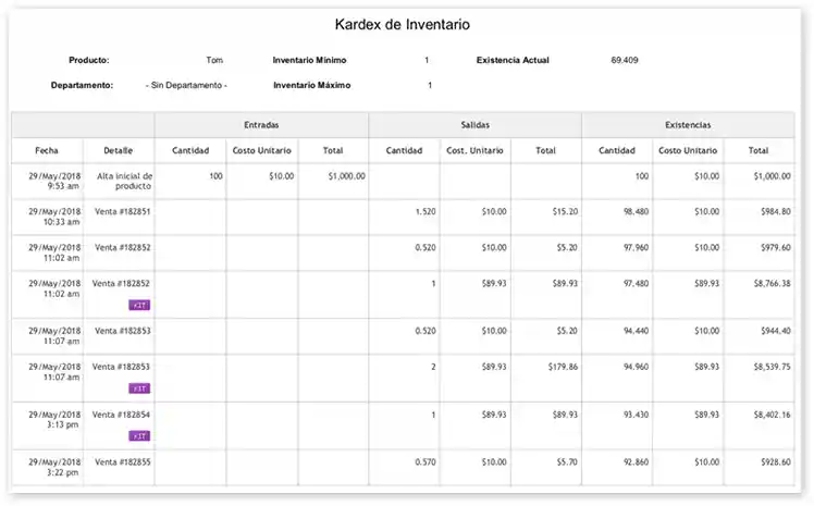 Kardex de inventario