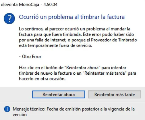 Fecha de emision posterior