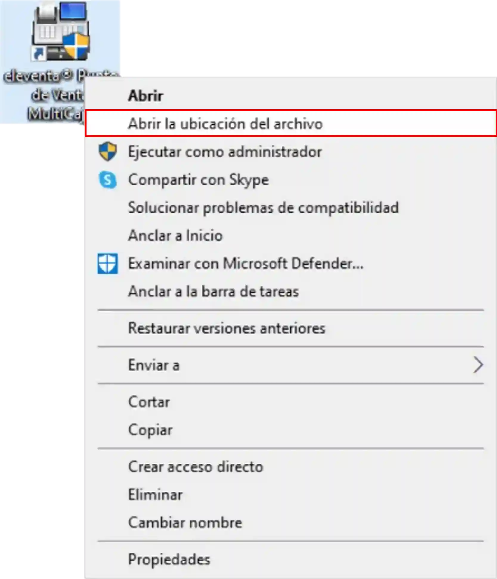 Abrir la ubicación del archivo