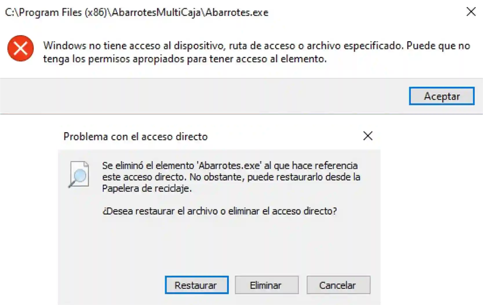 Mensajes de error ocasionados por Kaspersky
