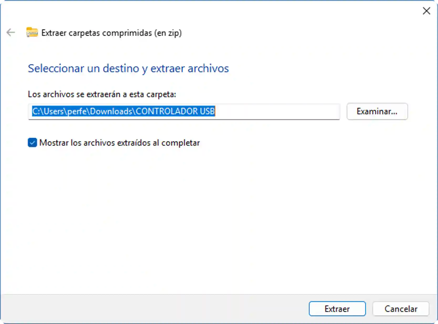 Extraer archivos del controlador