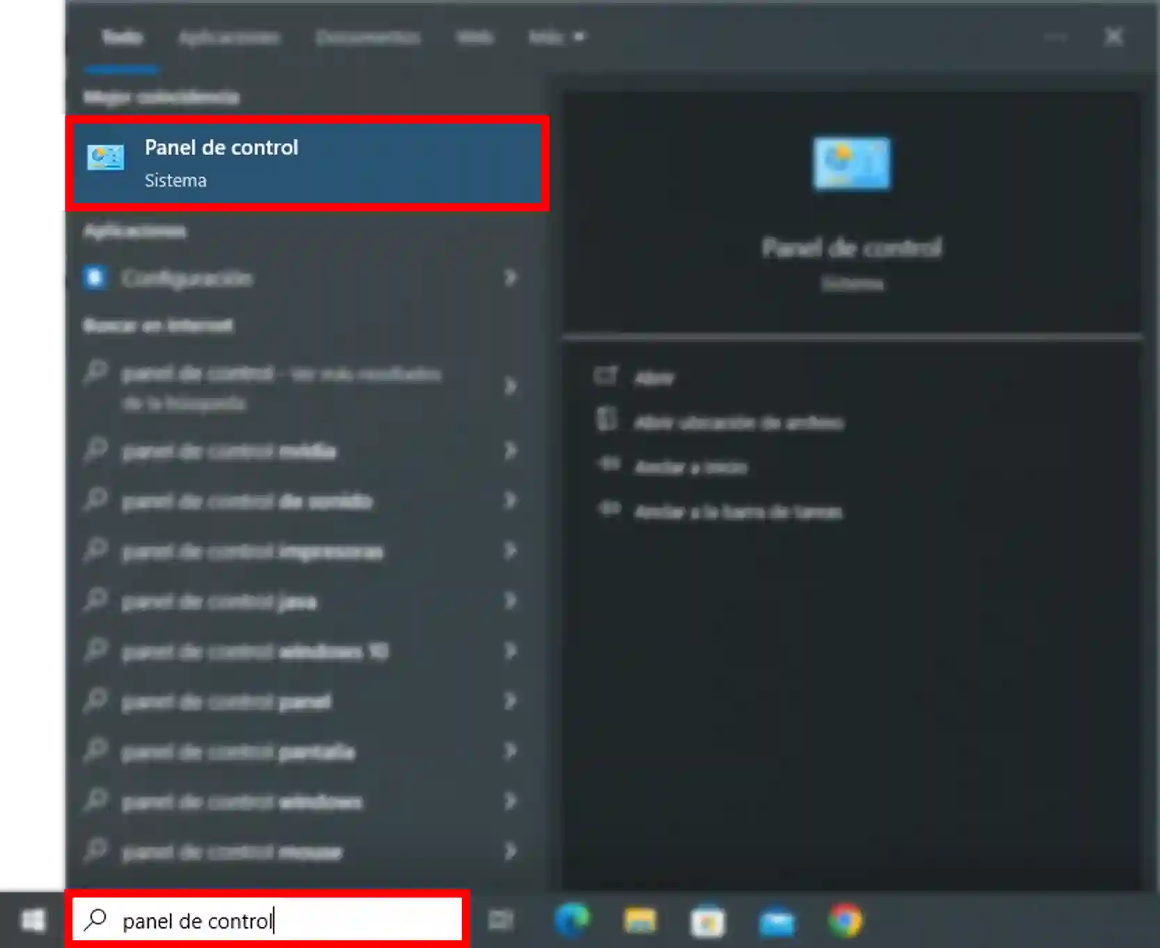 Panel de control de Windows