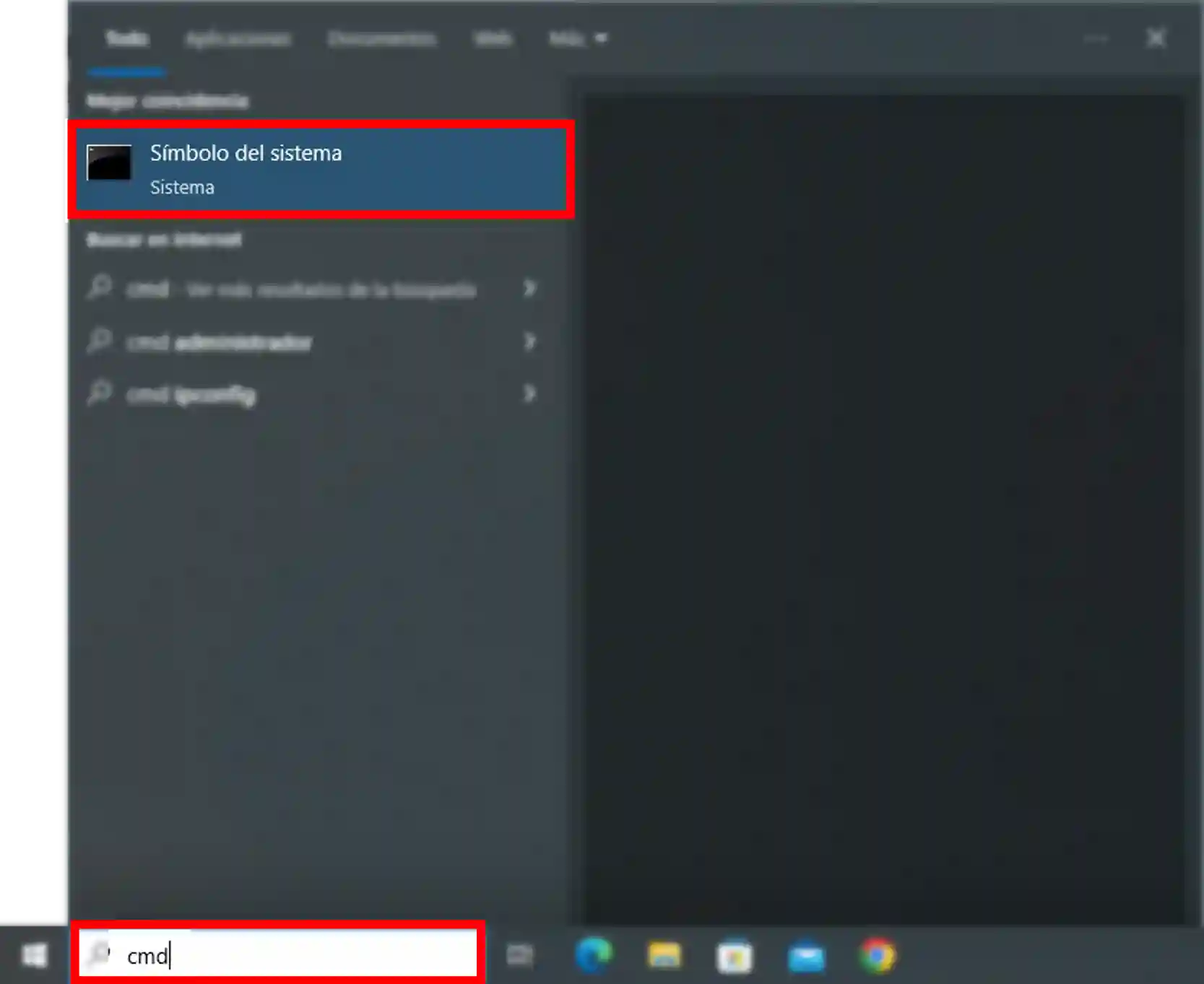Búsqueda de CMD en Windows