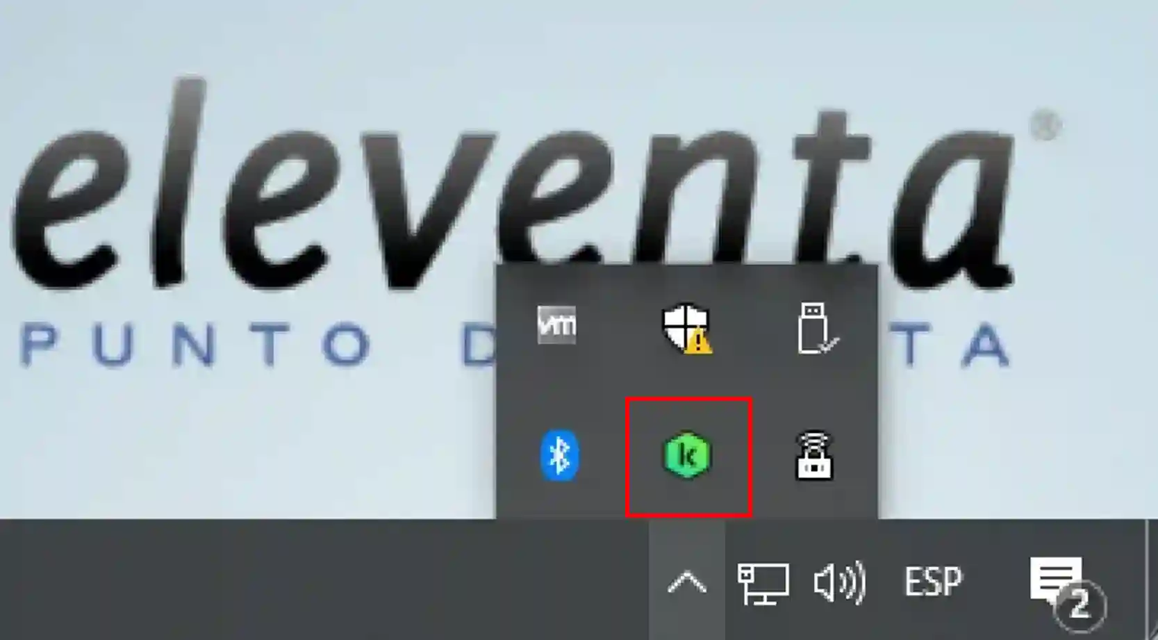 Icono de Kaspersky en el área de notificaciones