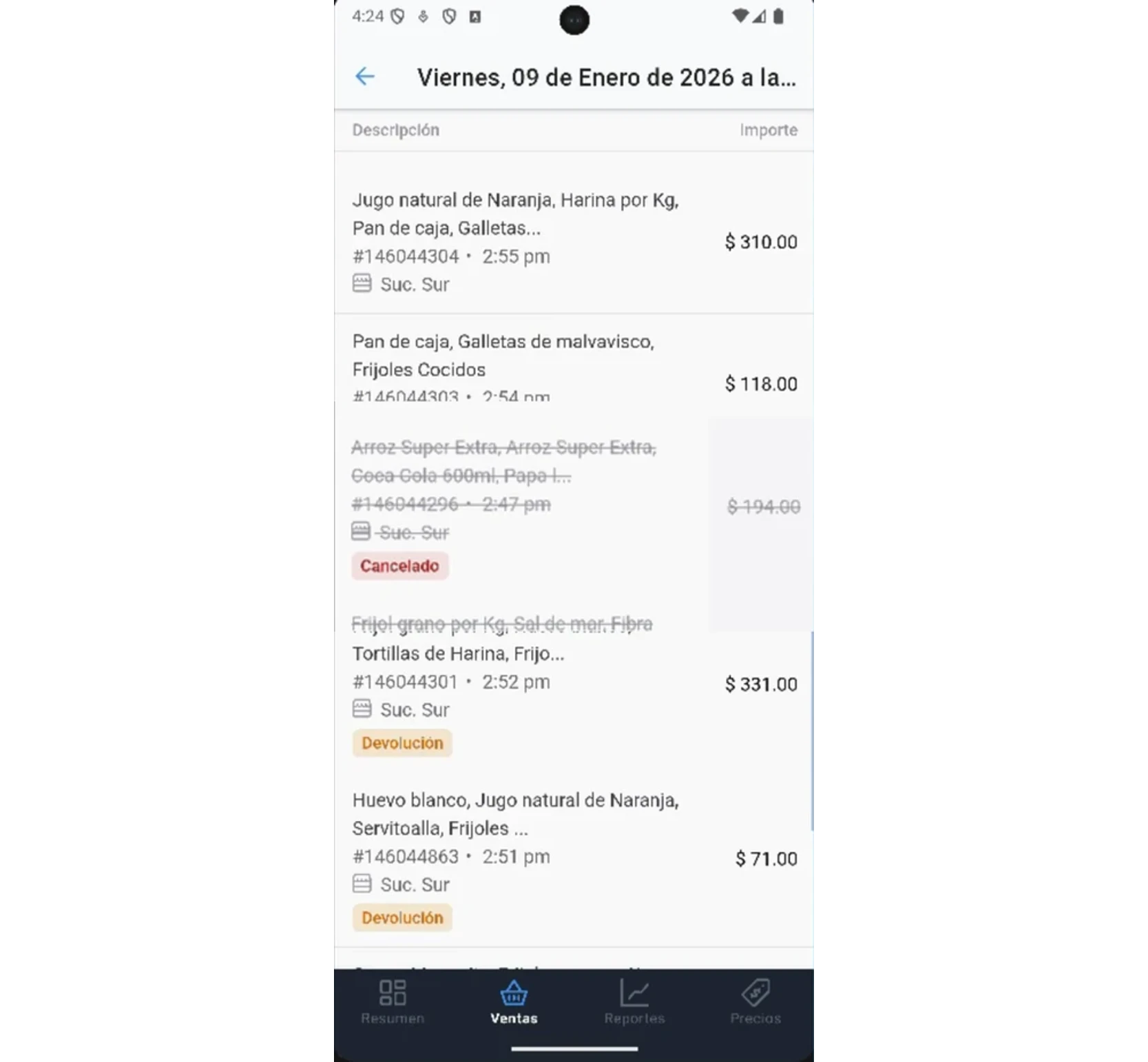 Devolución y cancelación de ventas