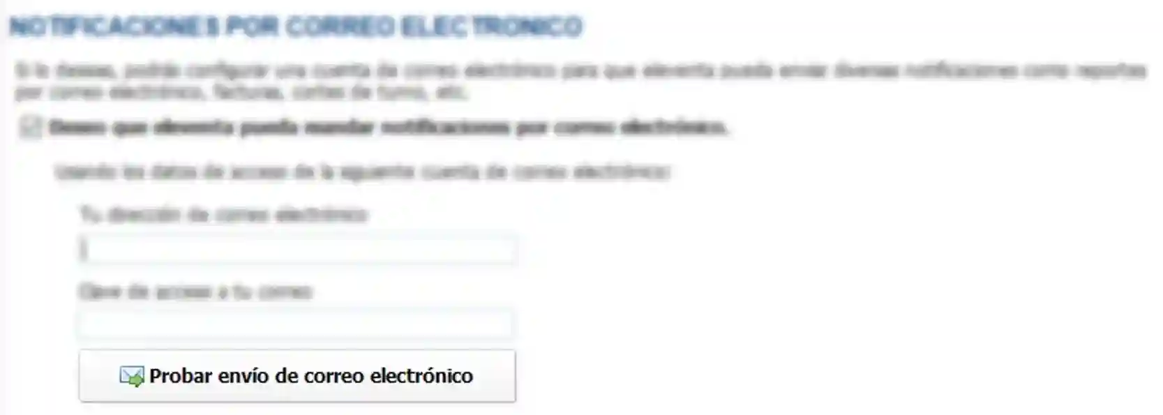 Probar envío de correo electrónico en eleventa