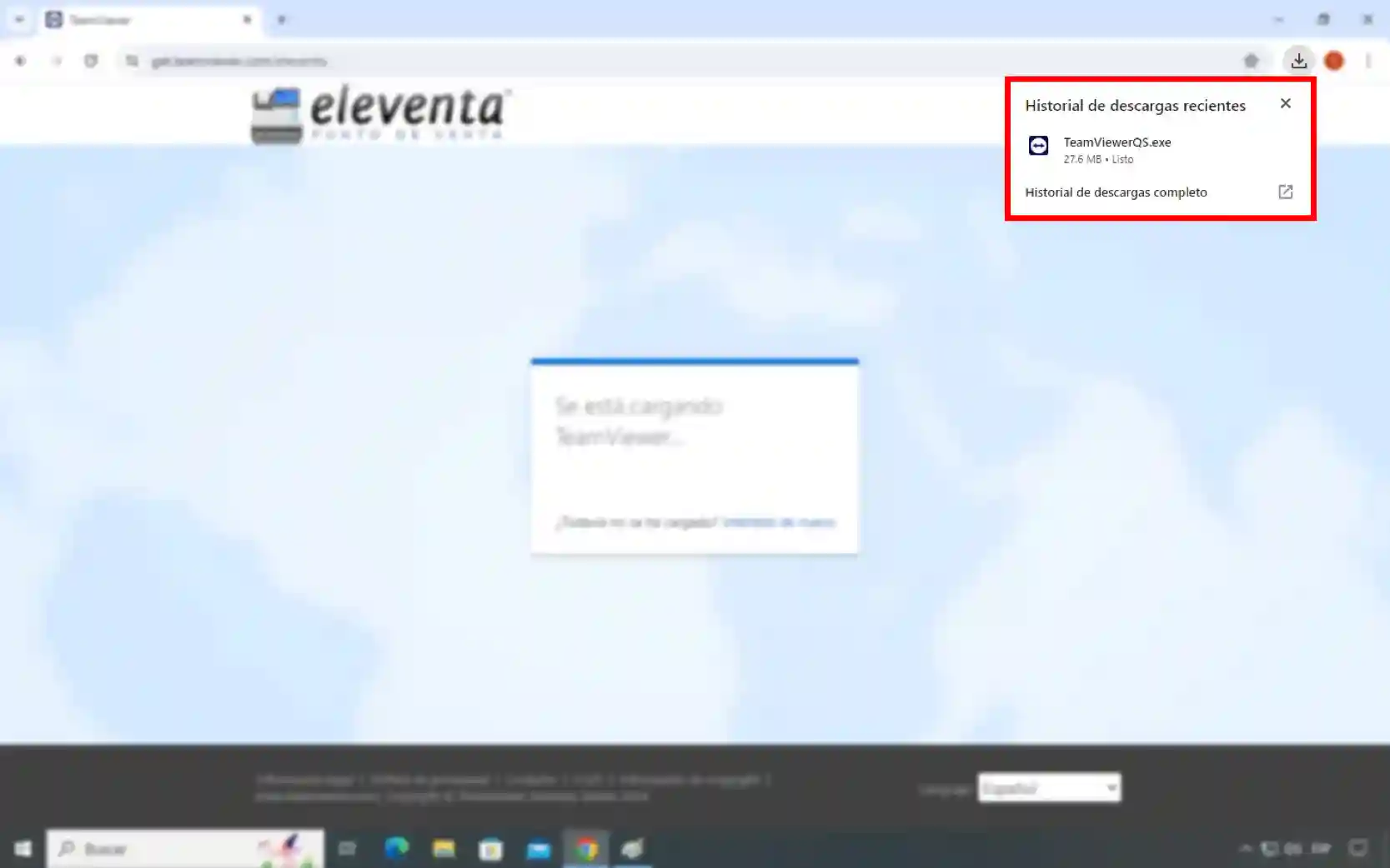 Archivo de TeamViewer en el historial de descargas