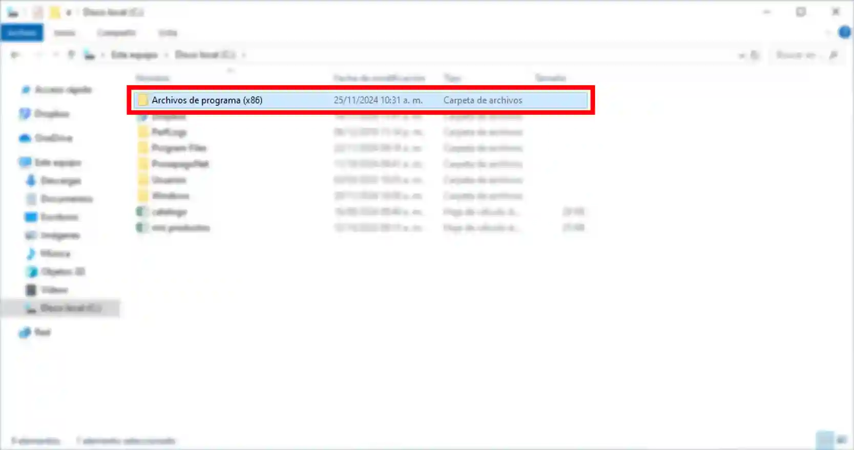 Carpeta Archivos de programa en Windows