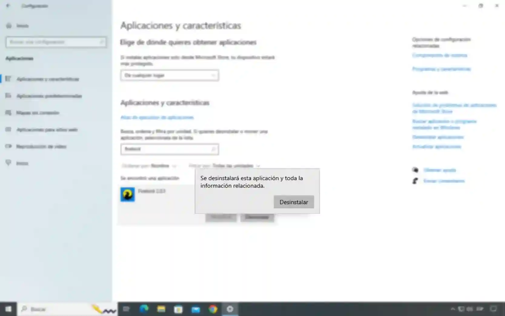 Confirmación para desinstalar Firebird