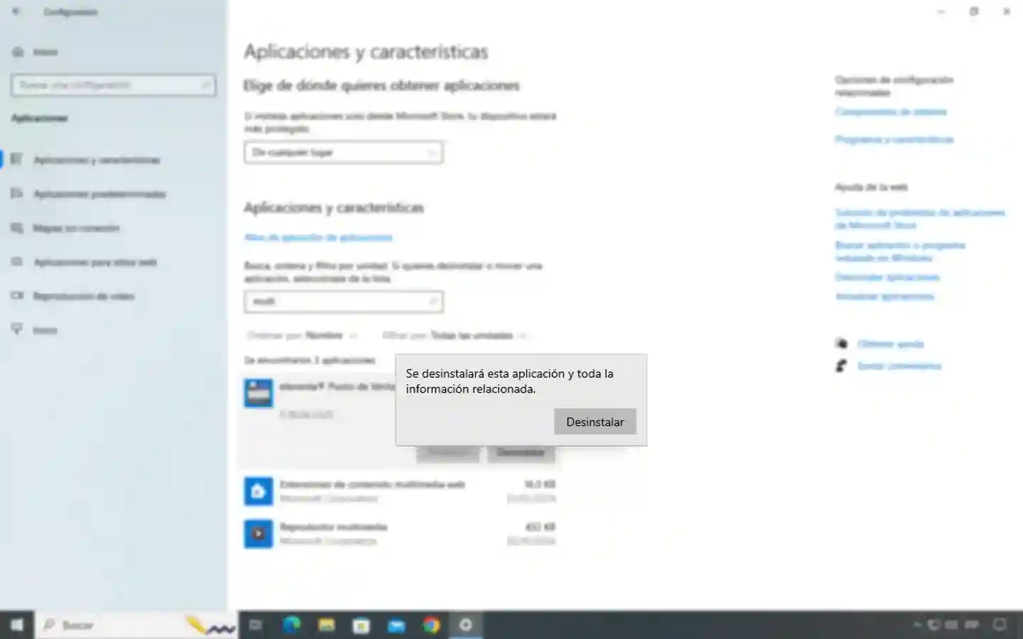 Confirmación para desinstalar eleventa MultiCaja